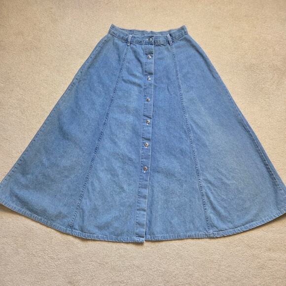No Excuses Junior/Misses 9/10 Vintage Y2K 90s Denim A-Line Button Front Skirt - Picture 2 of 11
